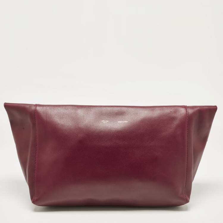 مملوكة مسبقًا Celine Burgundy Leather Cabas Fold Over Clutch