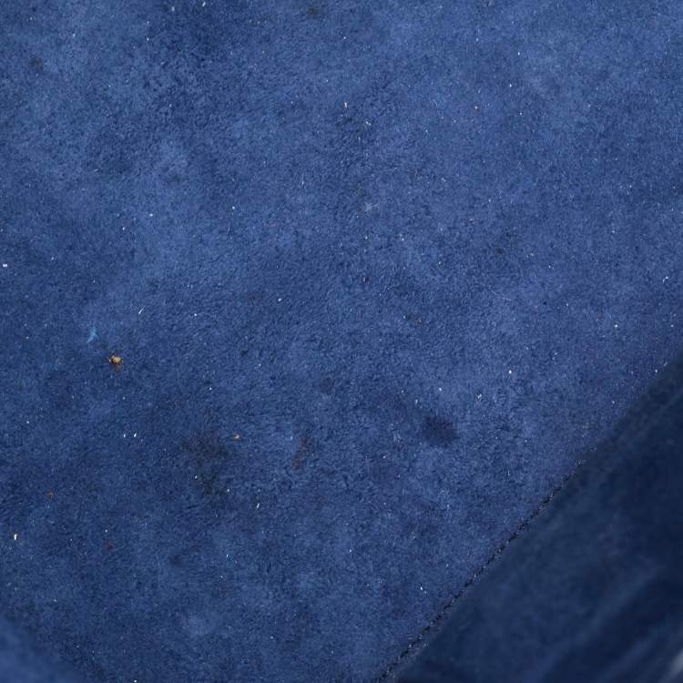 Pre Owned Celine Navy Blue Leather Mini Luggage Tote