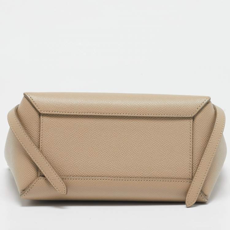 Pre Owned Celine Beige Leather Nano Belt Top Handle Bag