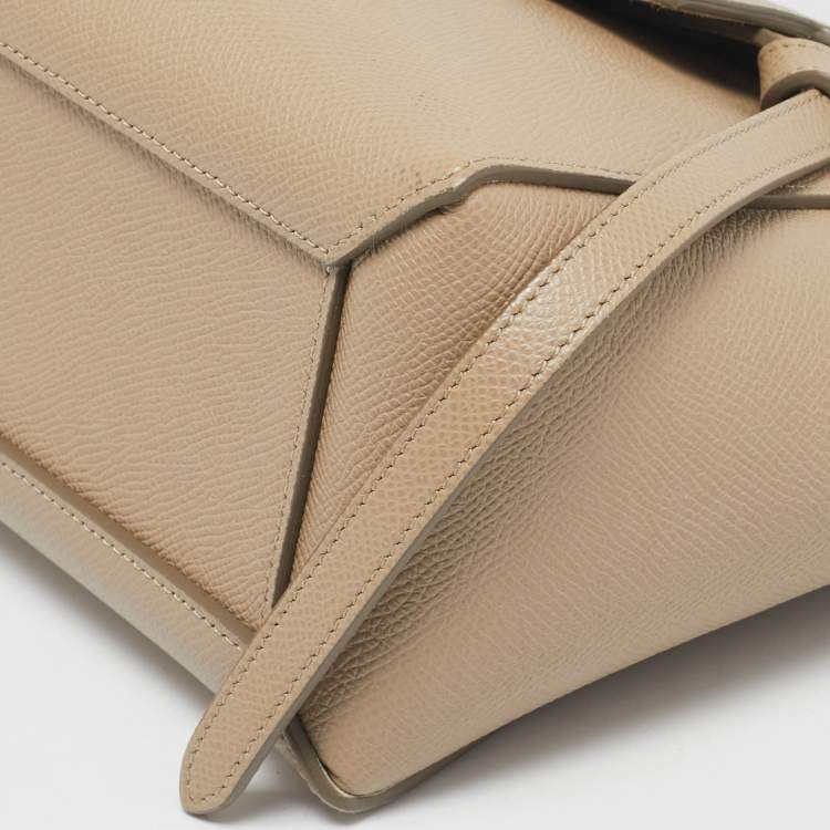 Pre Owned Celine Beige Leather Nano Belt Top Handle Bag