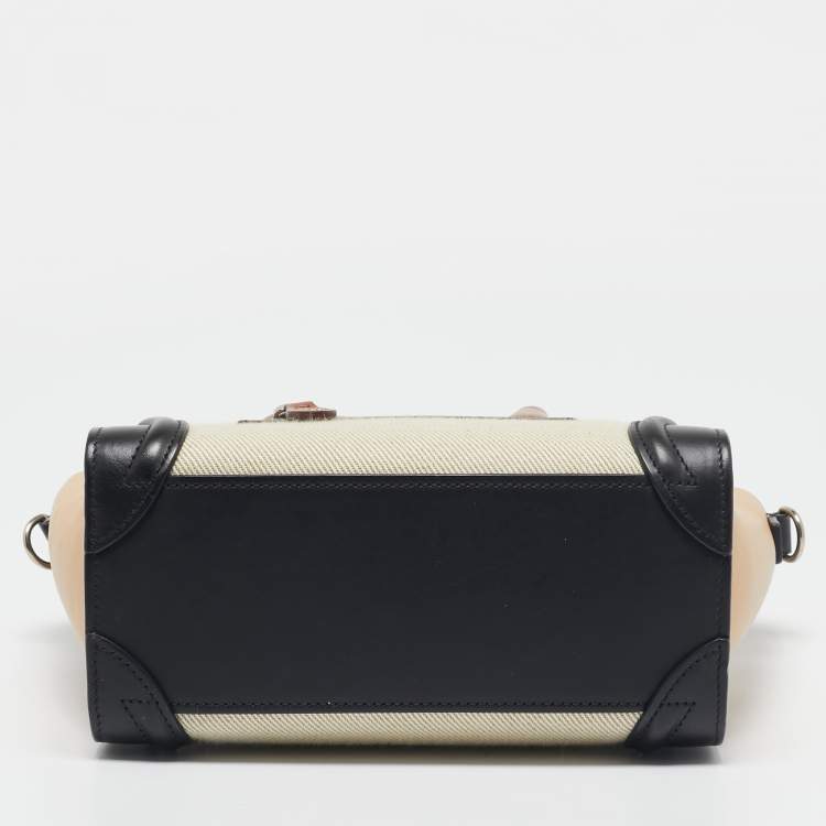 Pre Owned Celine Multicolor Leather and Fabric Nano Luggage Tote