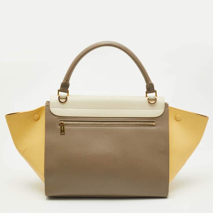 Pre Owned Celine Tricolor Leather Medium Trapeze Top Handle Bag