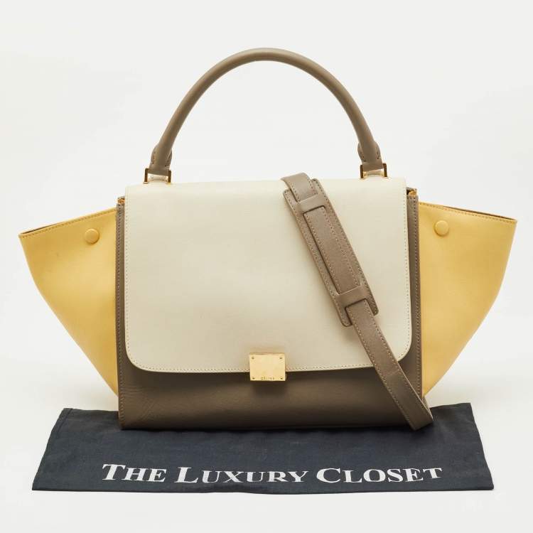 Pre Owned Celine Tricolor Leather Medium Trapeze Top Handle Bag