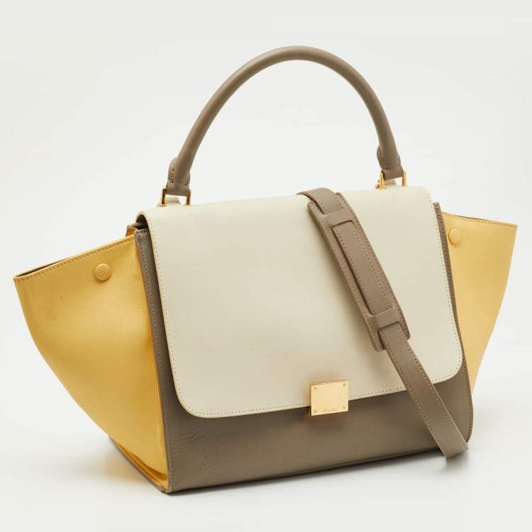 Pre Owned Celine Tricolor Leather Medium Trapeze Top Handle Bag