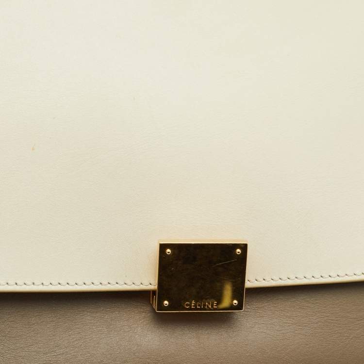 Pre Owned Celine Tricolor Leather Medium Trapeze Top Handle Bag
