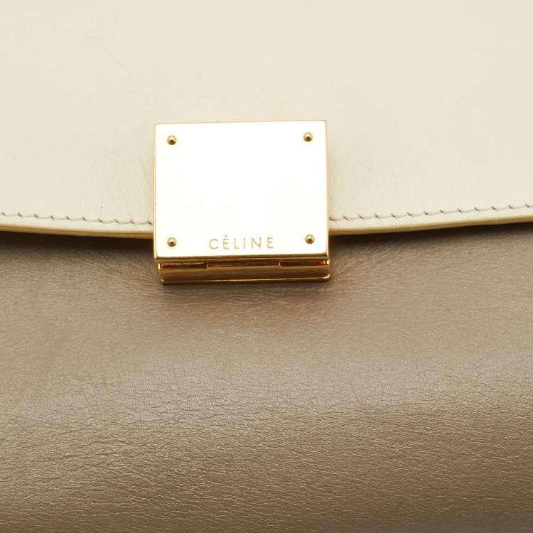 Pre Owned Celine Tricolor Leather Medium Trapeze Top Handle Bag