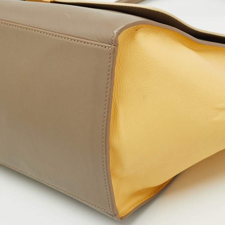 Pre Owned Celine Tricolor Leather Medium Trapeze Top Handle Bag
