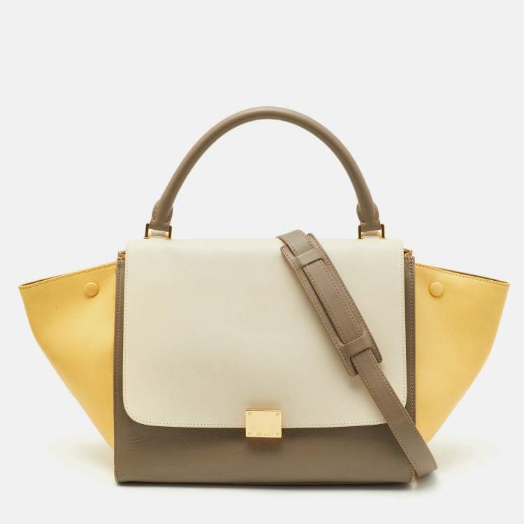 Pre Owned Celine Tricolor Leather Medium Trapeze Top Handle Bag