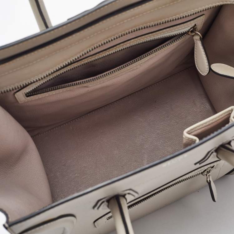 Pre Owned Celine Light Grey Leather Mini Luggage Tote