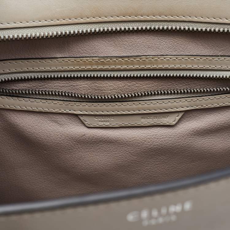 Pre Owned Celine Light Grey Leather Mini Luggage Tote