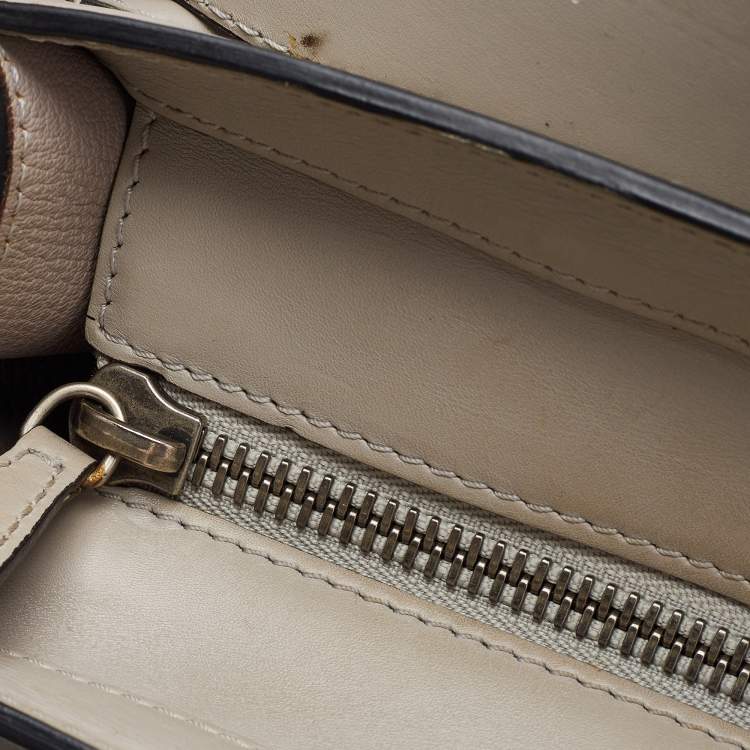 Pre Owned Celine Light Grey Leather Mini Luggage Tote