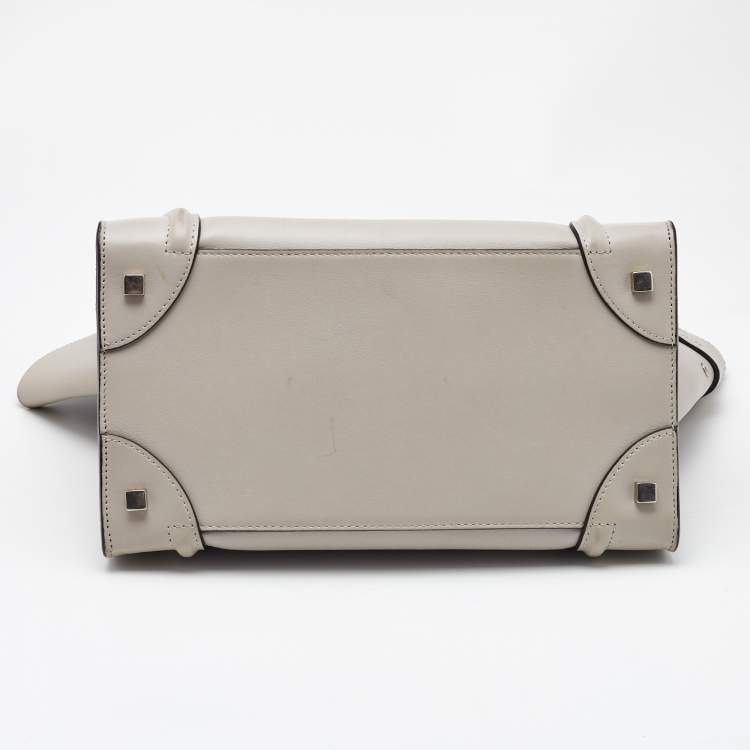 Pre Owned Celine Light Grey Leather Mini Luggage Tote
