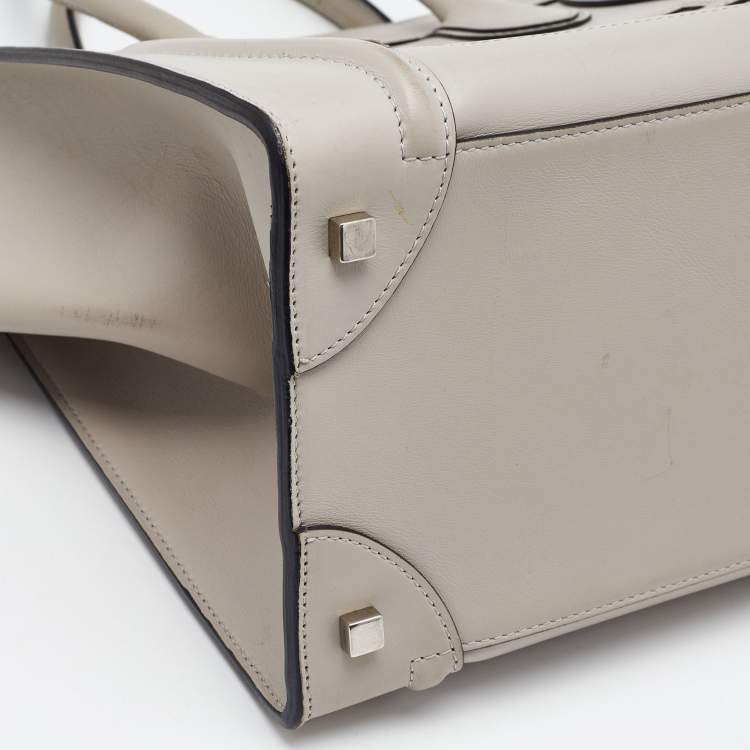Pre Owned Celine Light Grey Leather Mini Luggage Tote