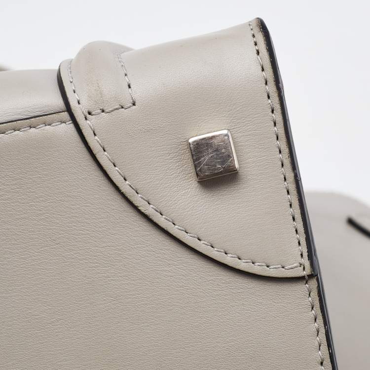 Pre Owned Celine Light Grey Leather Mini Luggage Tote