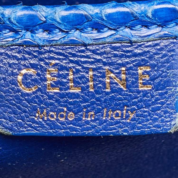 Pre Owned Celine Blue Python Nano Luggage Tote