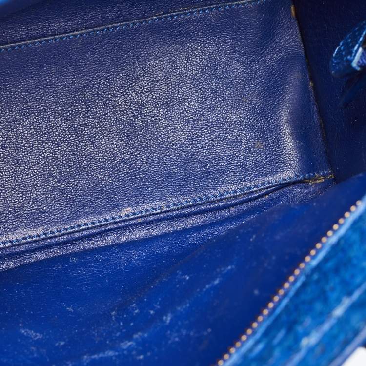 Pre Owned Celine Blue Python Nano Luggage Tote