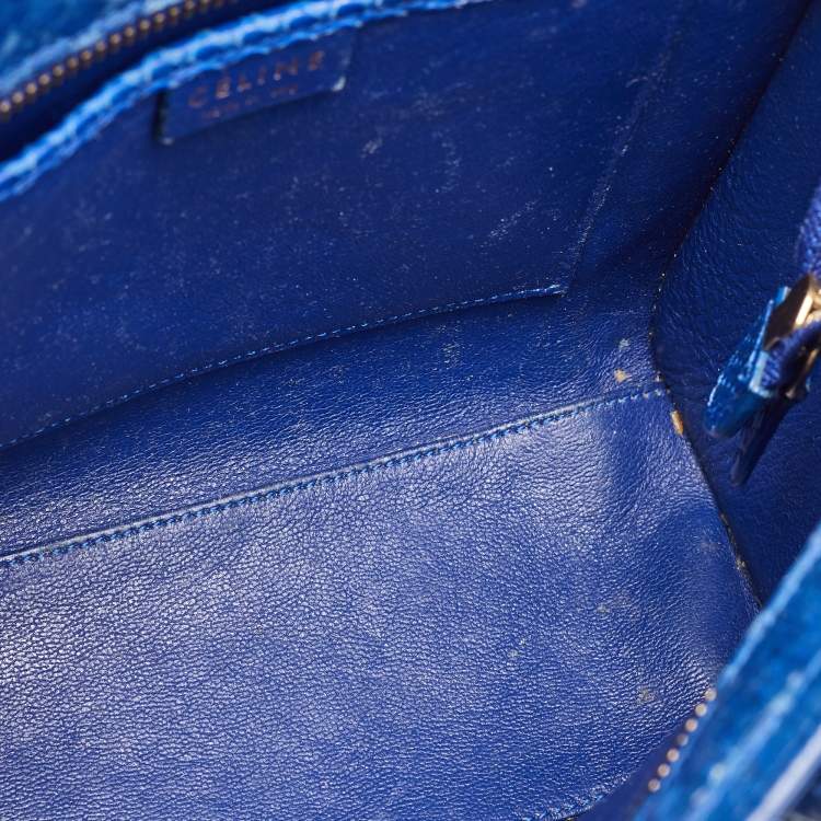 Pre Owned Celine Blue Python Nano Luggage Tote