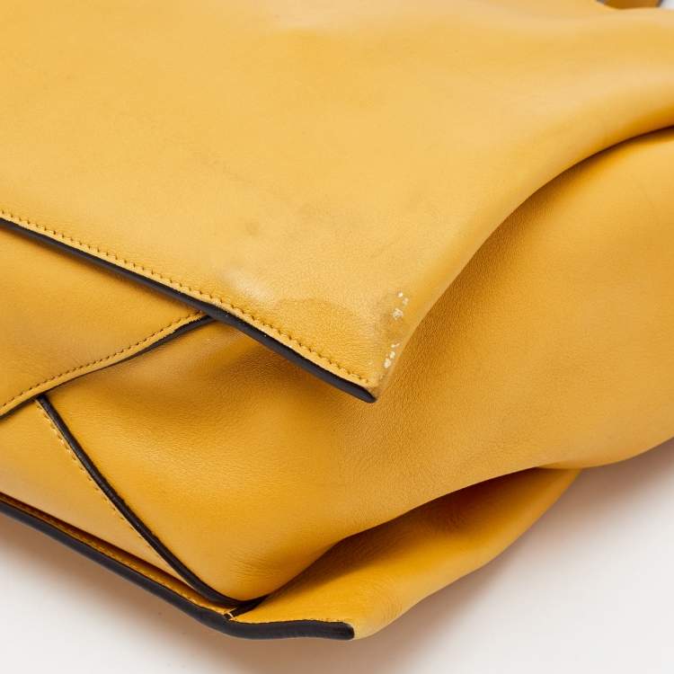 Pre Owned Celine Mustard Leather Trifold Bag