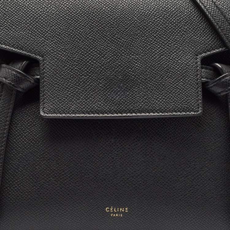 Pre Owned Celine Black Leather Nano Belt Top Handle Bag