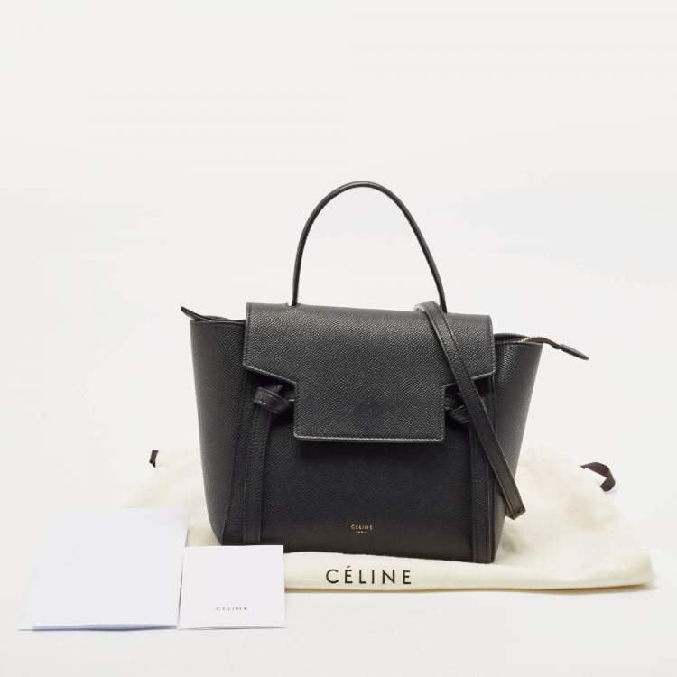 Pre Owned Celine Black Leather Nano Belt Top Handle Bag
