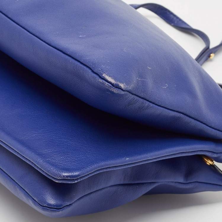 Pre Owned Celine Blue Leather Large Trio Zip Crossbody Bag