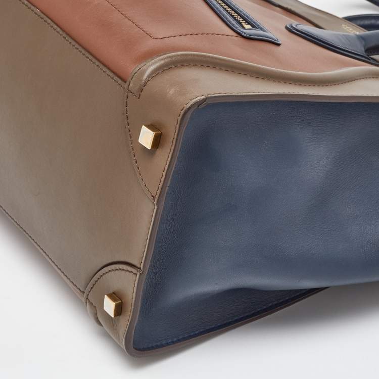 Pre Owned Celine Tricolor Leather Mini Luggage Tote