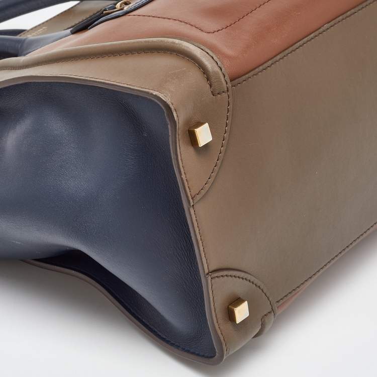 Pre Owned Celine Tricolor Leather Mini Luggage Tote