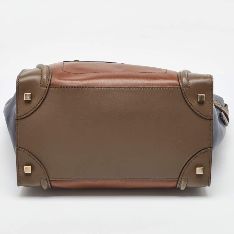 Pre Owned Celine Tricolor Leather Mini Luggage Tote