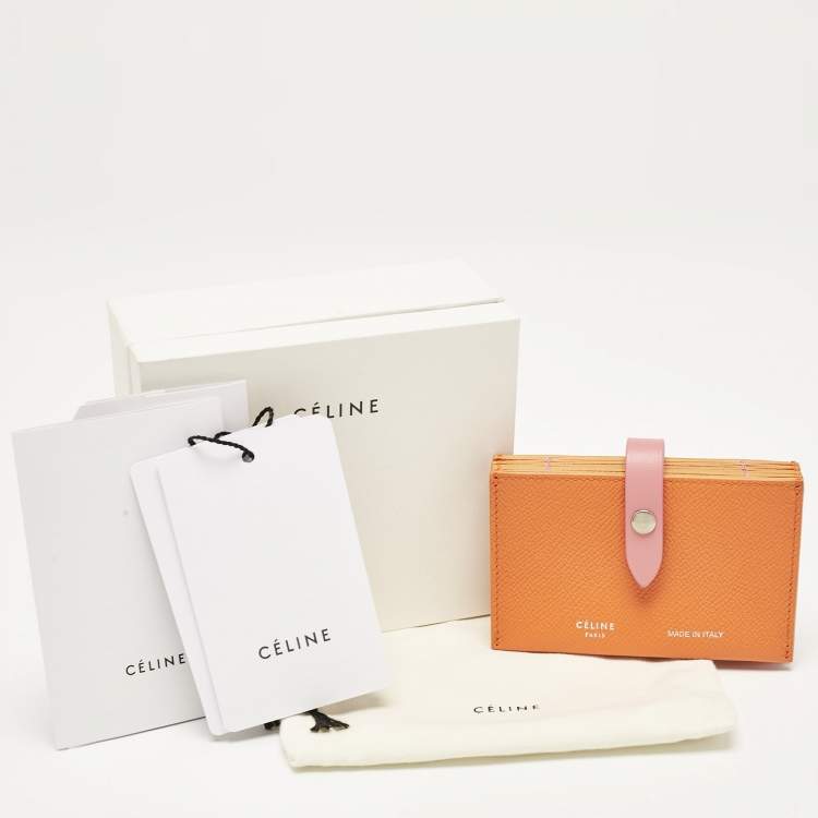 Pre Owned Celine Orange/Pink Leather Accordeon Card Holder