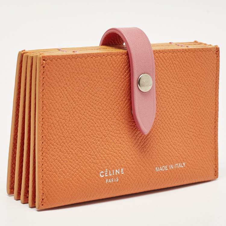 Pre Owned Celine Orange/Pink Leather Accordeon Card Holder