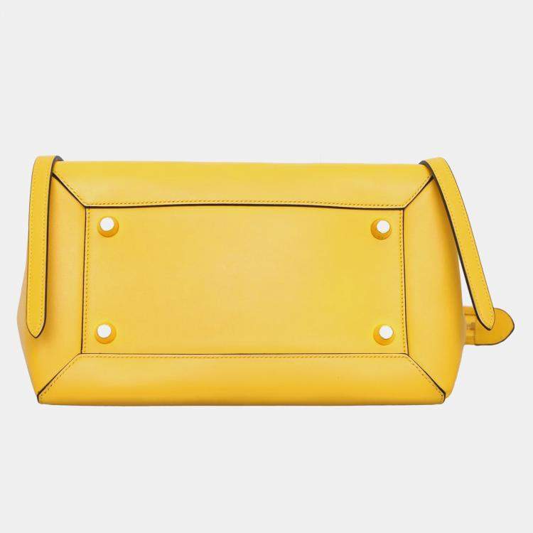 Pre Owned Celine Yellow Leather Mini Belt Bag