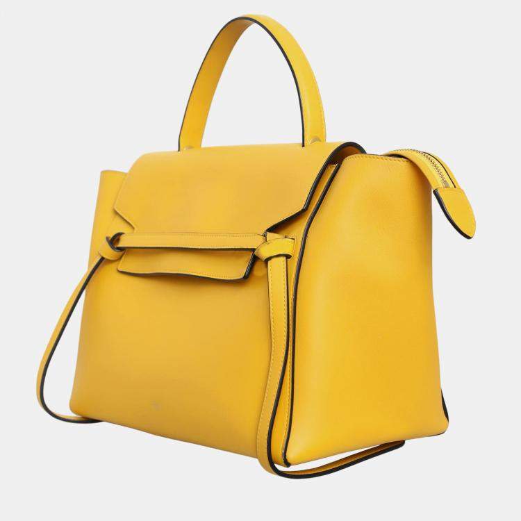 Pre Owned Celine Yellow Leather Mini Belt Bag