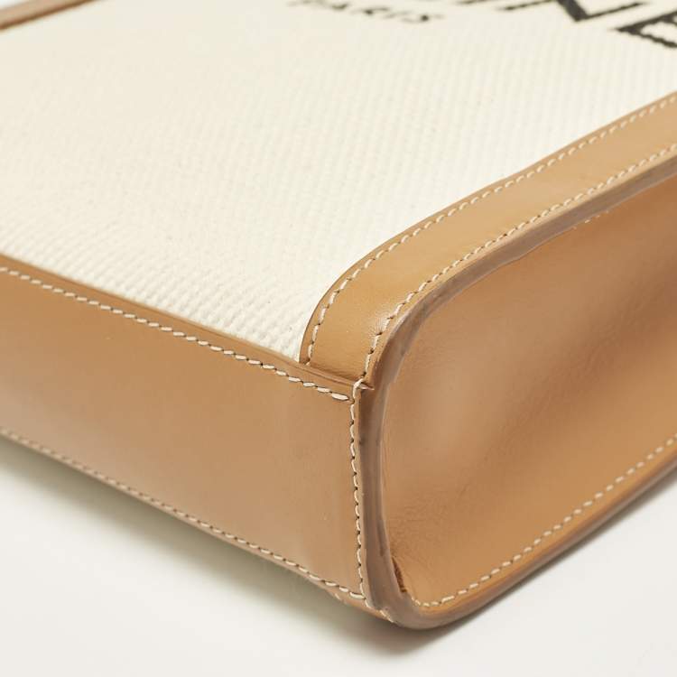 Pre Owned Celine Tan Canvas and Leather Mini Vertical Cabas Tote 