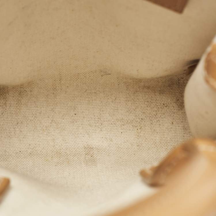 Pre Owned Celine Tan Canvas and Leather Mini Vertical Cabas Tote 