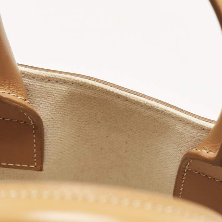 Pre Owned Celine Tan Canvas and Leather Mini Vertical Cabas Tote 