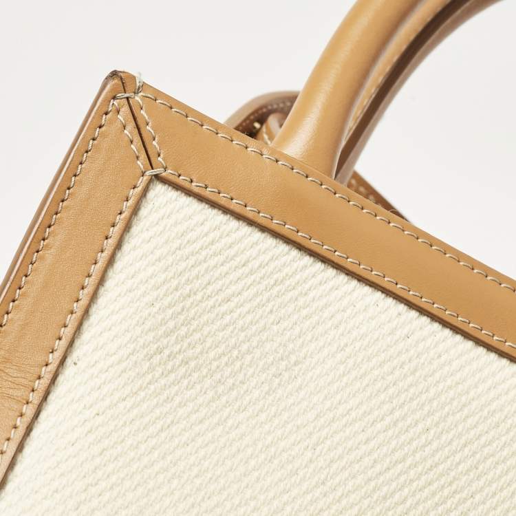 Pre Owned Celine Tan Canvas and Leather Mini Vertical Cabas Tote 