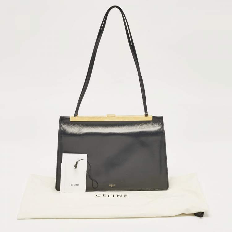 Pre Owned Celine Black Leather Medium Clasp Bag