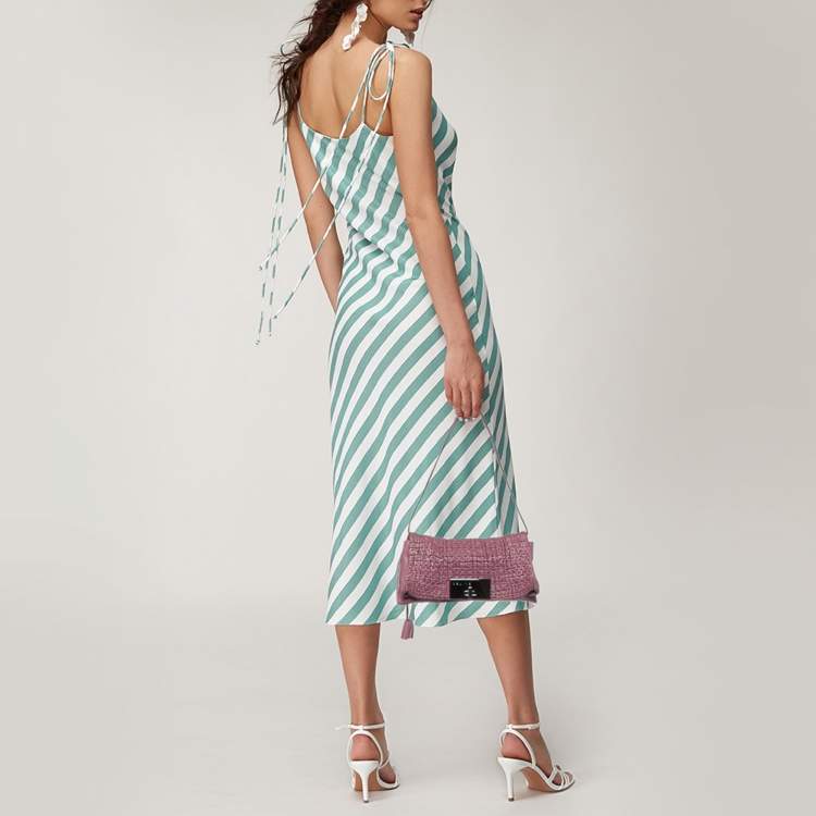 Pre Owned Celine Pink Leather Watch Me Flap Shoulder Bag