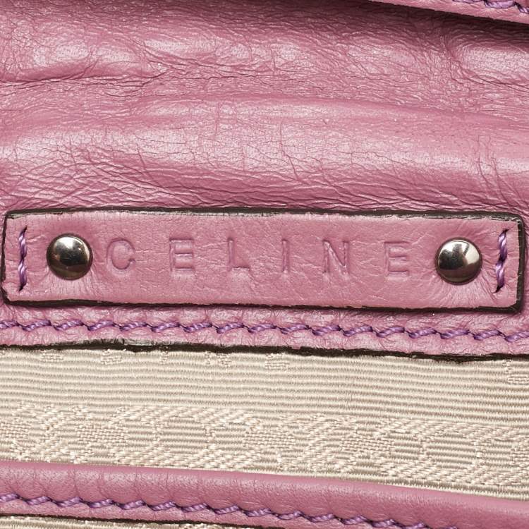 Pre Owned Celine Pink Leather Watch Me Flap Shoulder Bag