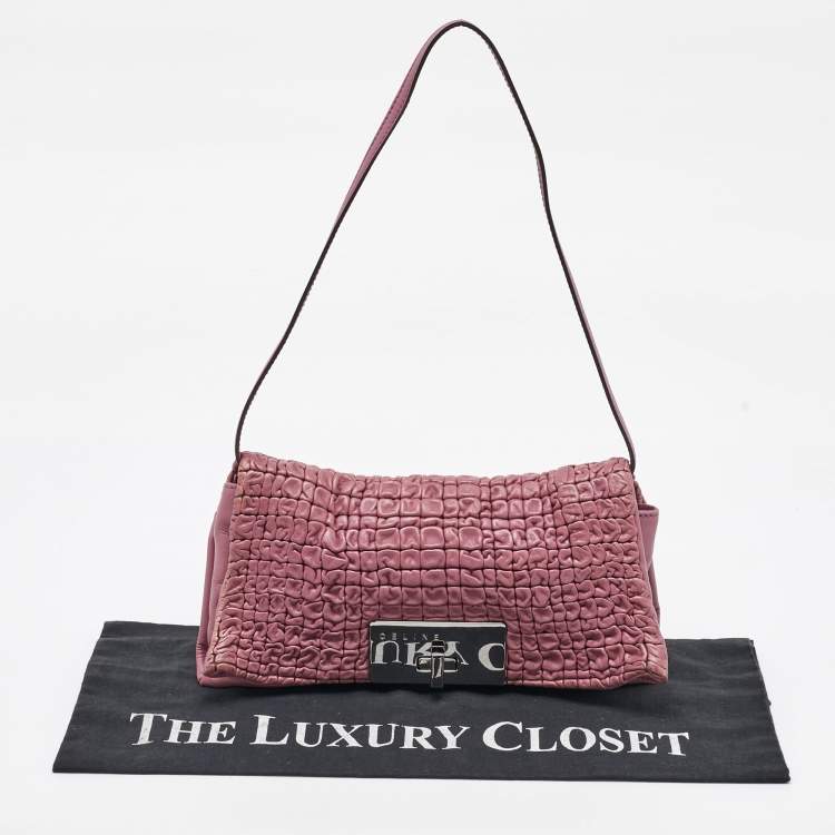 Pre Owned Celine Pink Leather Watch Me Flap Shoulder Bag