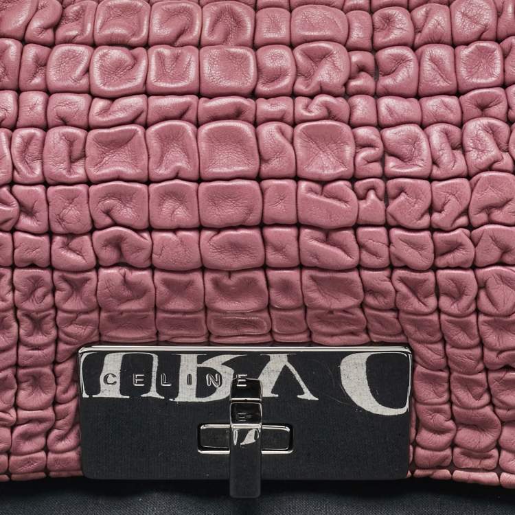 Pre Owned Celine Pink Leather Watch Me Flap Shoulder Bag