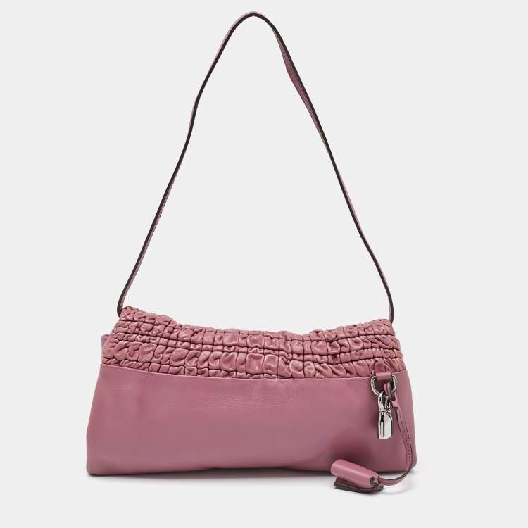 Pre Owned Celine Pink Leather Watch Me Flap Shoulder Bag