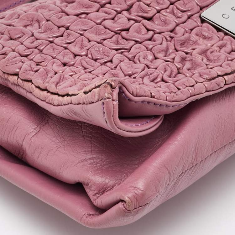 Pre Owned Celine Pink Leather Watch Me Flap Shoulder Bag