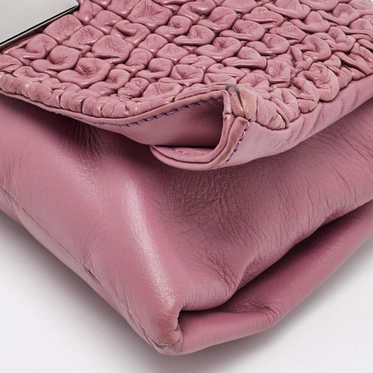 Pre Owned Celine Pink Leather Watch Me Flap Shoulder Bag