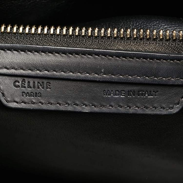 Pre Owned Celine Tricolor Leather and Jacquard Fabric Mini Luggage Tote