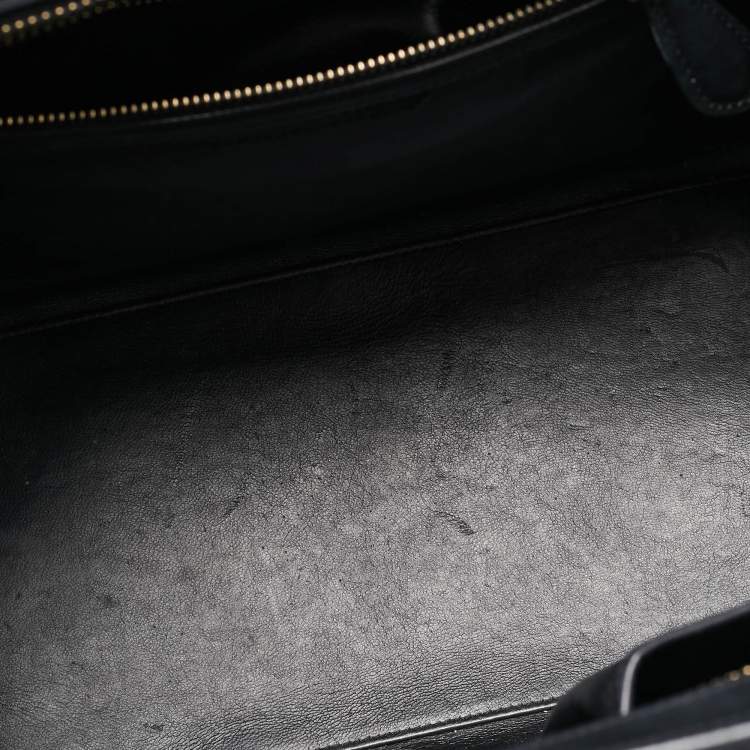 Pre Owned Celine Tricolor Leather and Jacquard Fabric Mini Luggage Tote