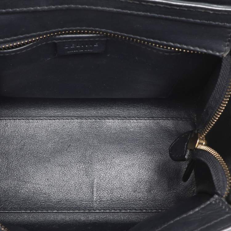 Pre Owned Celine Deep Navy Leather Nano Luggage Tote