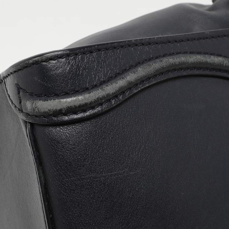 Pre Owned Celine Deep Navy Leather Nano Luggage Tote