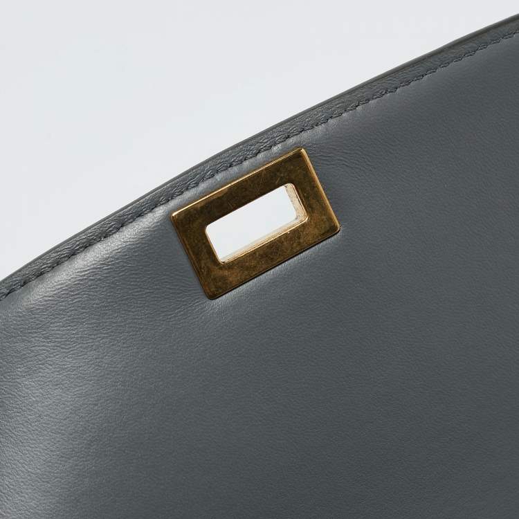 Pre Owned Celine Grey Leather Medium Classic Box Shoulder Bag