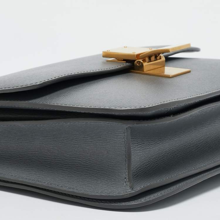 Pre Owned Celine Grey Leather Medium Classic Box Shoulder Bag